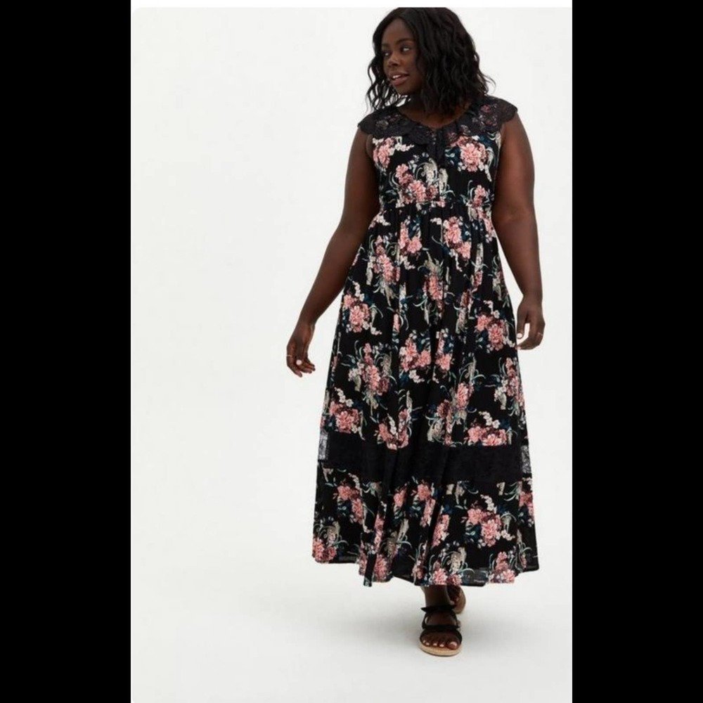 Torrid Maxi Gauze Smocked Waist Lace Dress Size 5X